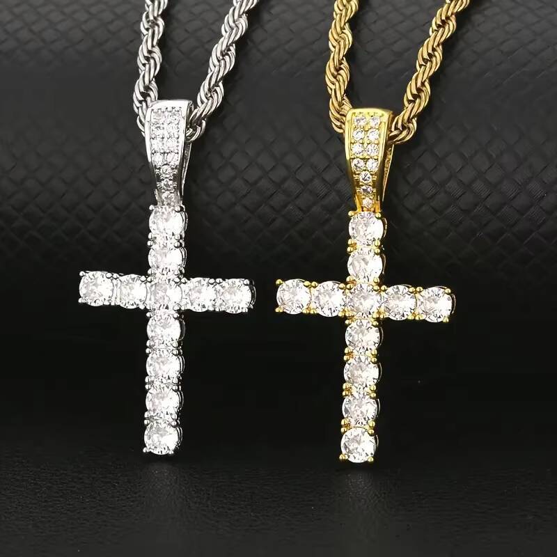 KIBO Hot Sell Luxury Jewelry 925 Sterling Silver Cross Pendant Jesus Hip Hop Moissanite Jewelry Pendant for Christmas Gift