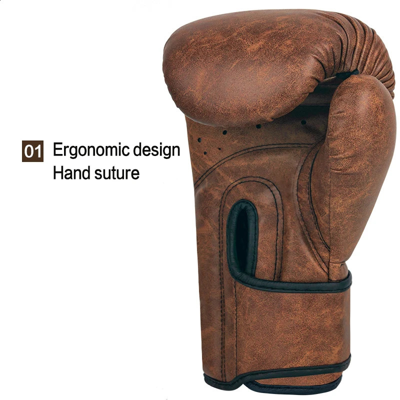 Classic Vintage Boxing Gloves Adult Kids WomenMen Boxing Glove MMA Muay Thai Boxe De Luva Mitts Sanda GYM Equipment 6 8 10 12OZ 250919