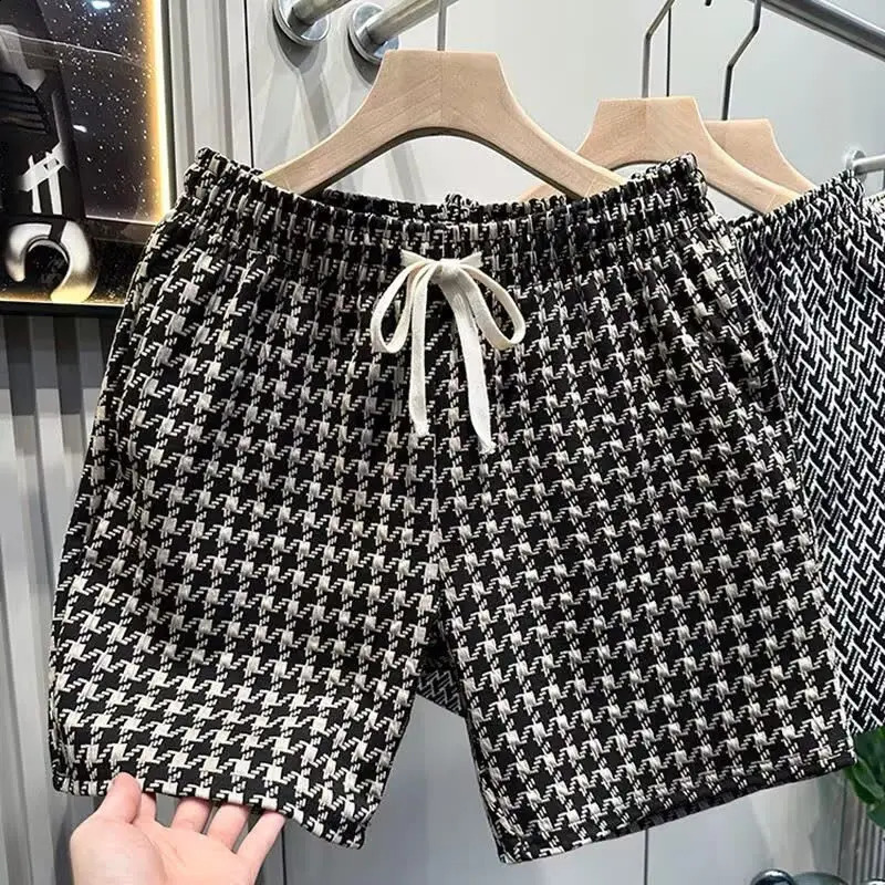 Summer Mens Light Fashion Printed Checkered Sports Shorts Straight Leg Retro Casual Street Beach Pants 250920 - view 4