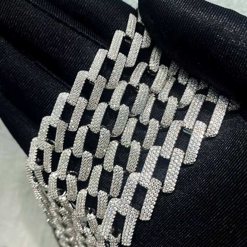 SizeIced Out Hip Hop Jewelry 8mm 10mm 12mm Silver 925 Cuban Chain Moissanite Necklace