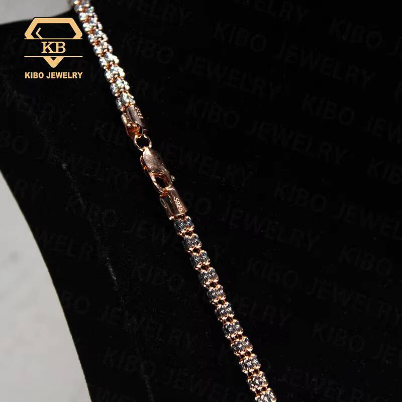 Hip Hop Shiny S925 Sterling Silver for Men Plain Chains Diamond Cuts Ice Tennis Chain Necklace