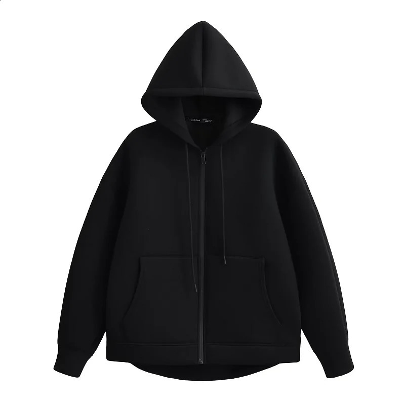 HXAO Hoodie Woman Outerwears Long Sleeve DemiSeason Women Jacket Coat Casual Sweatshirt With Zipper Grey Black Coats 250923