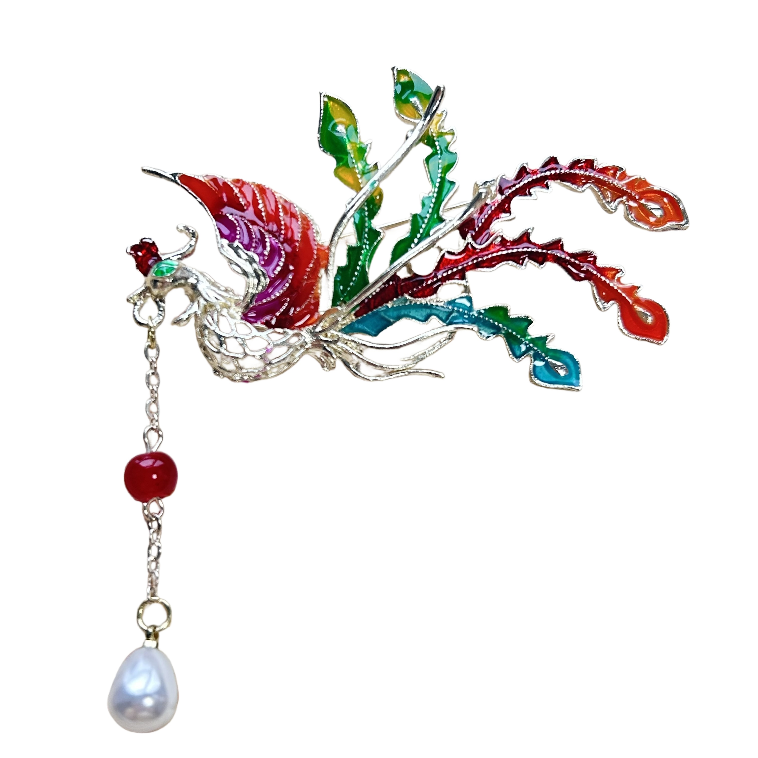 Trendy Rhinestone Exquisite A colorful phoenix holds a pearl Chinese Style Brooches for Women Luxury Designer Jewelry Badge Vintage Jewelry Gift