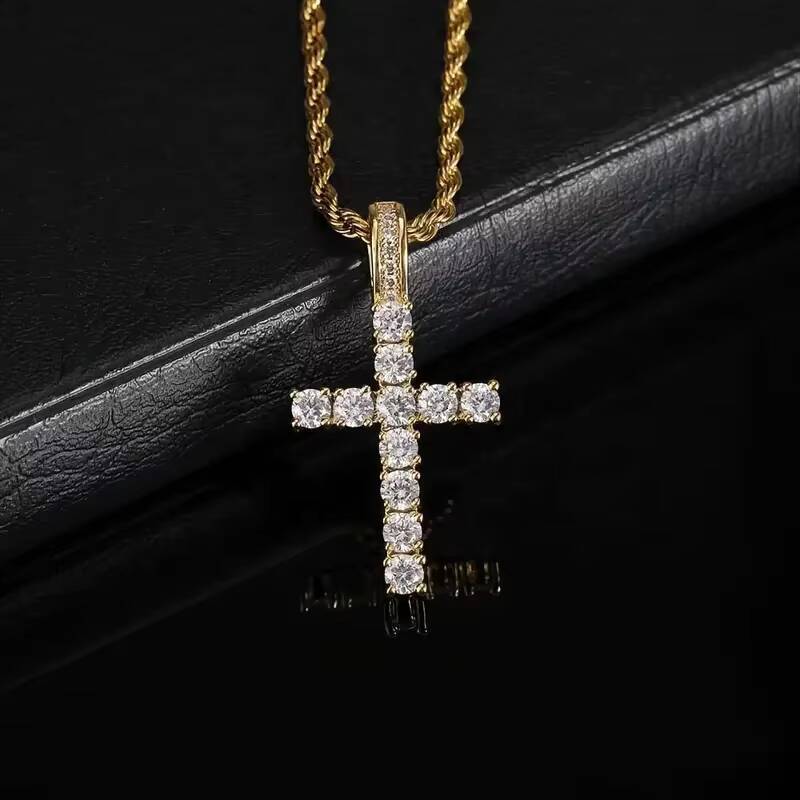 KIBO Hot Sell Luxury Jewelry 925 Sterling Silver Cross Pendant Jesus Hip Hop Moissanite Jewelry Pendant for Christmas Gift