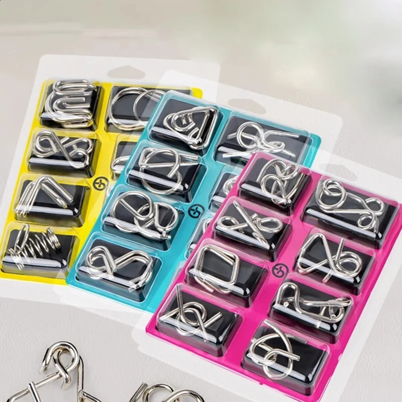 Nine link Metal Childrens Puzzle Toy Adult Ieisure Stress Reducing Intelligence Buckle 8piece Set With Detachable Buckle 250919