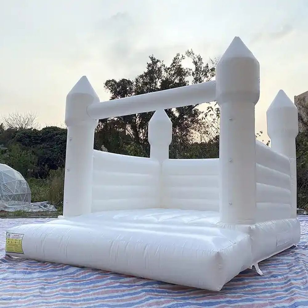 Modern kids adult inflatable white bounce house Commercial grade PVC bouncy castle CE wedding bouncer with sun protection cover for sale