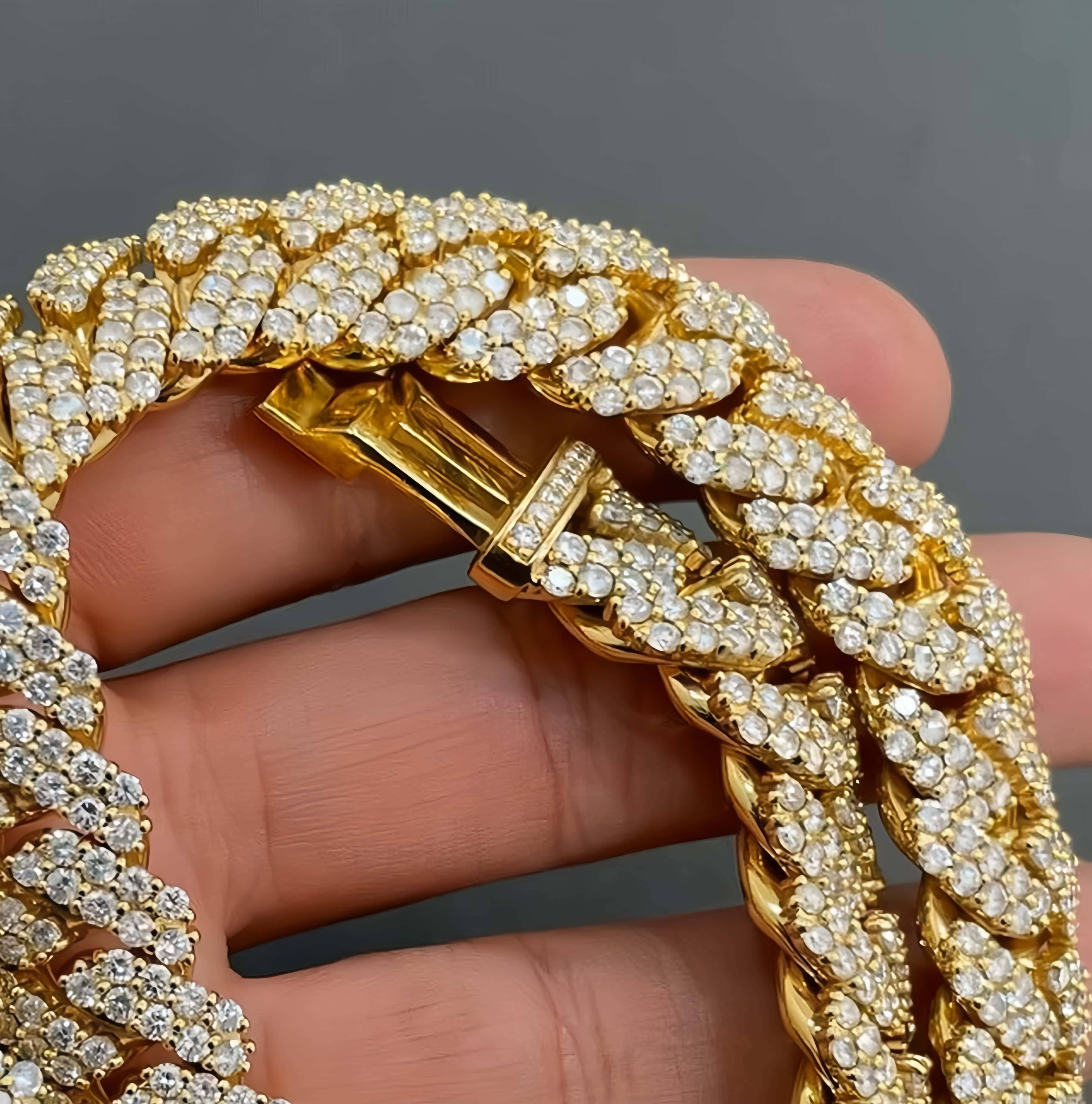 Hip Hop Moissanite Jewelry 16mm S925 Silver Plated Gold VVS Moissanite Cuban Chain Luxury Accessories