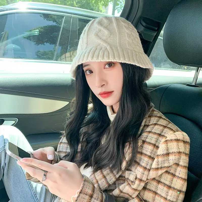 Autumn Winter Warm Thick Acrylic Fiber Twist Craft Knitted Hat Outdoor Suitable for Round Face Panama Fisherman C F232 Y250920