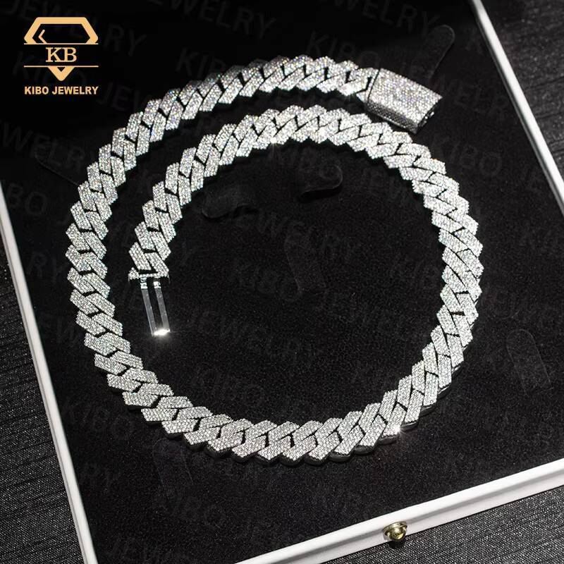 Rapper Iced Out Hip Hop Large Necklace Jewelry VVS 925 Silver 14mm Heavy Lab Grown Moissanite Diamond Cuban Link Chains
