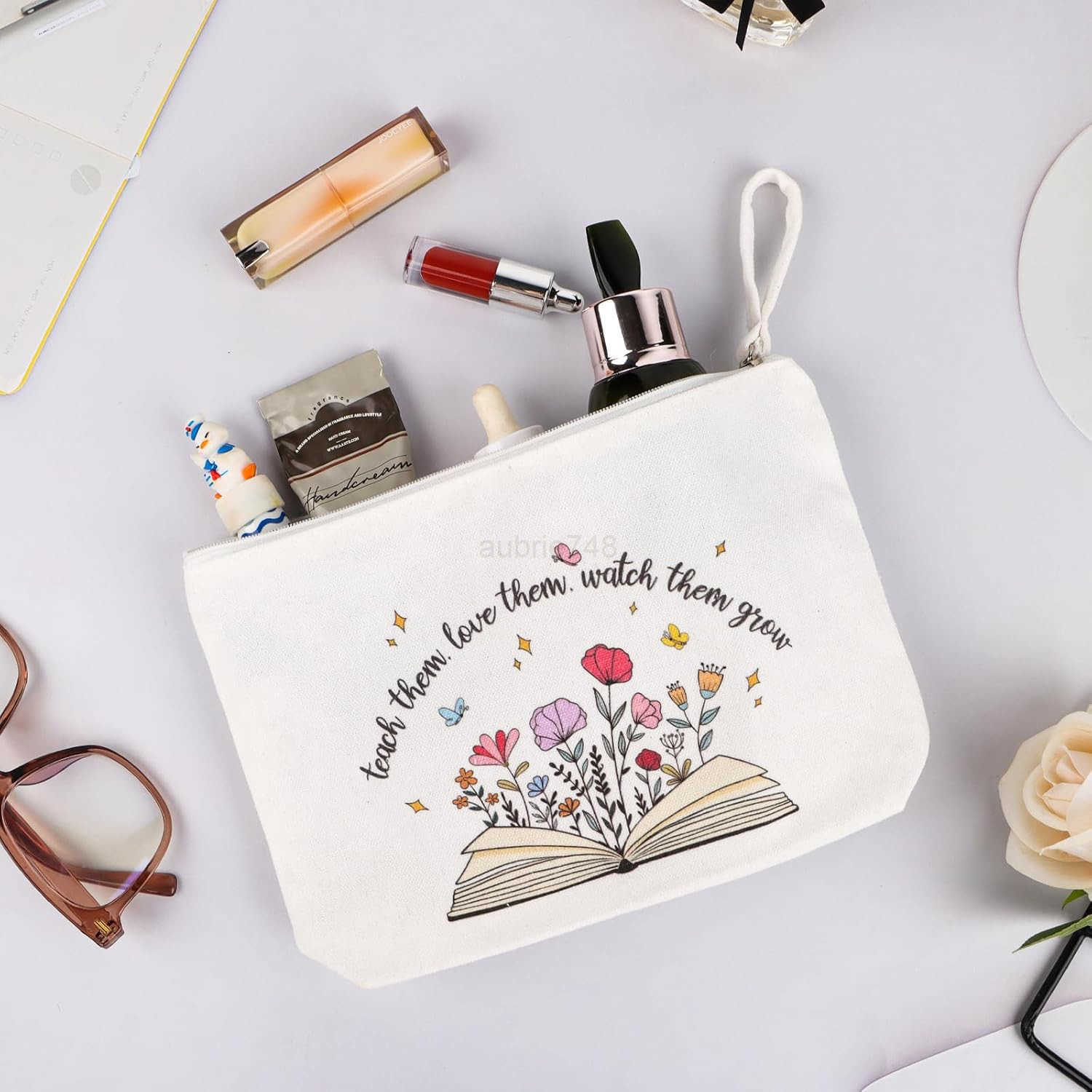 Teacher Appreciation Gifts for Women Teacher Pencil Pouch Makeup Bag Cosmetic Bag Back to School Gifts for Preschool Teachers Colorful FlowerZ250920