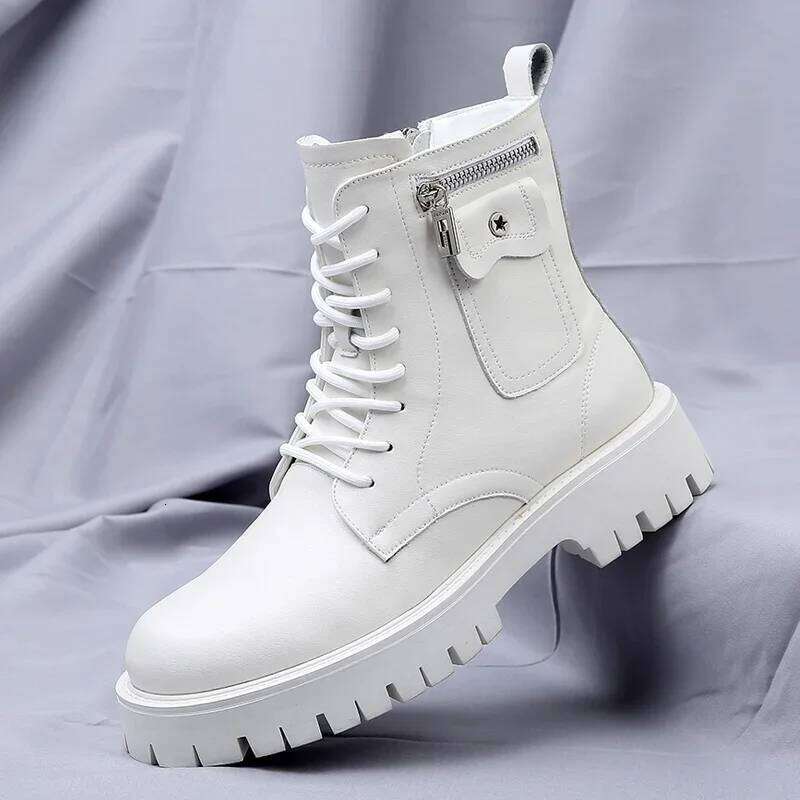 Men's English Style Thick Sole Design Men End Top Layer Leather Brand Famous High Quality Casual Boots