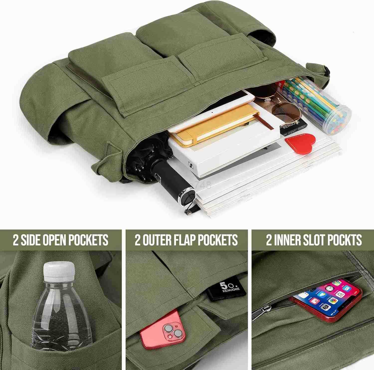 Canvas Messenger Bag Hobo Shoulder Bag Crossbody Bag with Multiple Pockets Large Tote Bag Handbag for Women MenZ250920