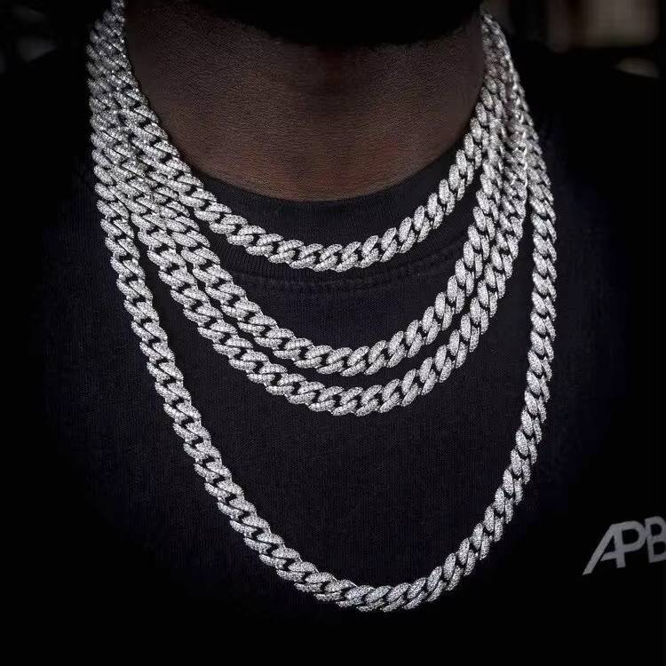 Customized Trendizable 14MM Cuban Link Chain Iced Out VVS Diamond 925 Silver Hiphop Moissanite Cuban Chain