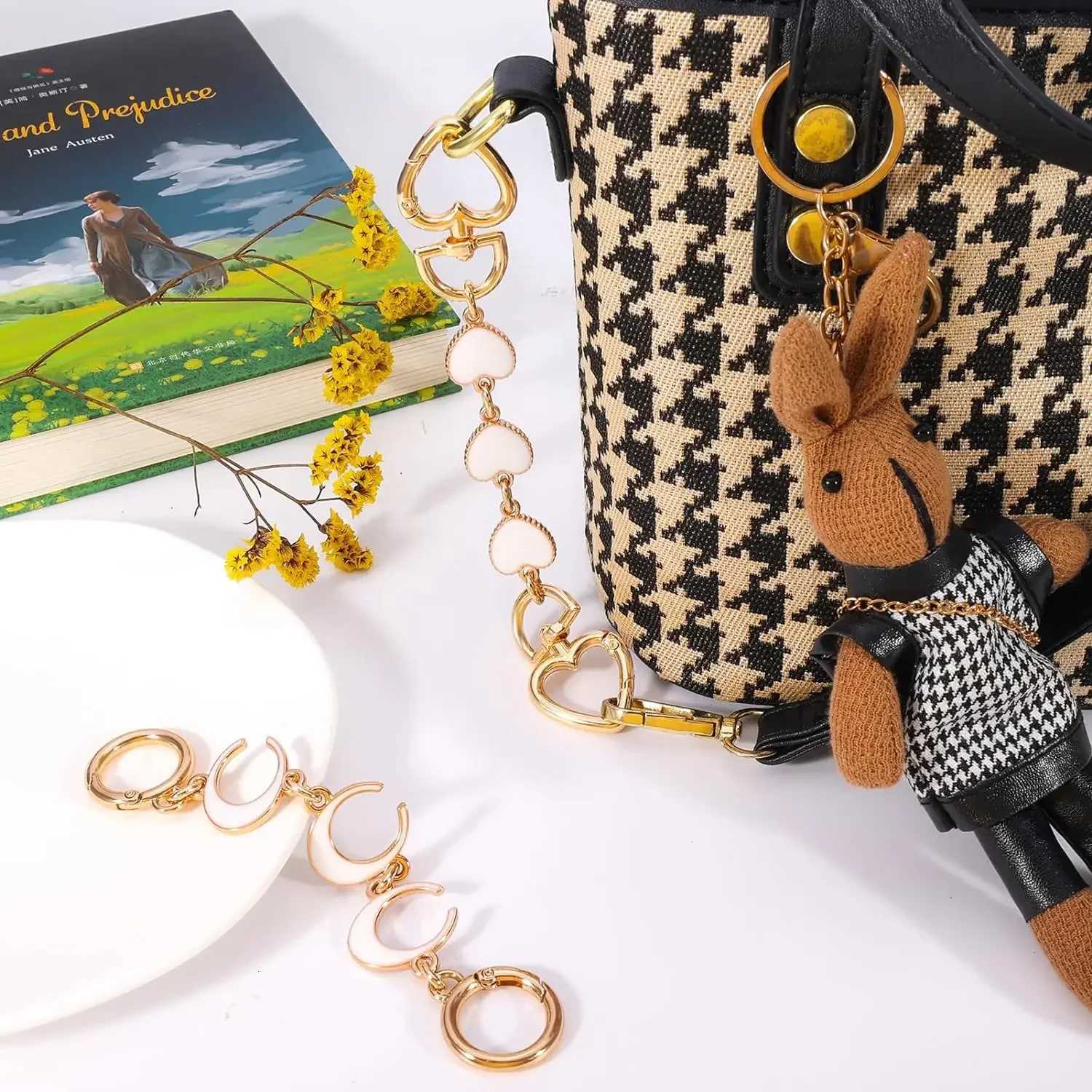 Women Bag Strap Extender Moon Heart Shape Purse Exquisite Extender Chain Handbags Replacement Chain Charms Supplies Accessories Z250920