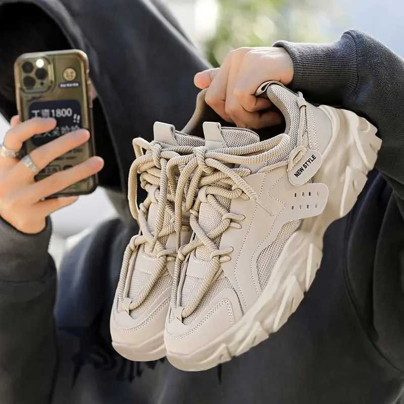 Mens Thick Sole Sport Shoes Simple Fashionable Casual Sneaker High Quality Rubber Plastic Male Athletic Shoes Chunky Sneakers W250920 - view 7