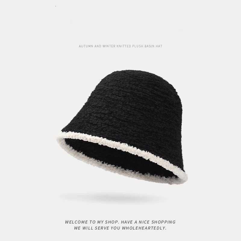 Wens Cololock Knit Fisherman Hat Winter Warm Ear Fl Fleece Li Beanie Korean Fashion for Large Y250920