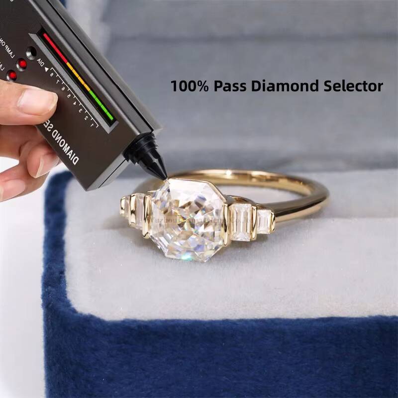 Tianyu Custom 14K 18K Solid Gold Jewelry 3ct Octavia Asscher Cut Moissanite Ring Engagement D VVS1 Moissanite Engagement Ring