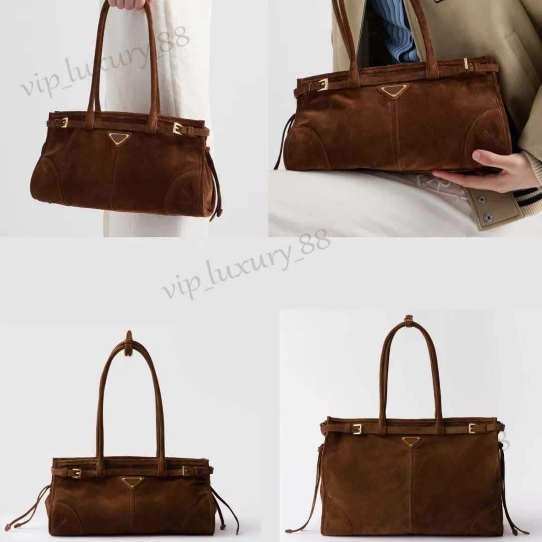 Shoulder Bags Totes Fashion Tote Bags Designer Women Suede Handbag Hobo Shoulder Bucket Bag Motorcycle Purse Fall Winter Fashion Brown Large Capacity
