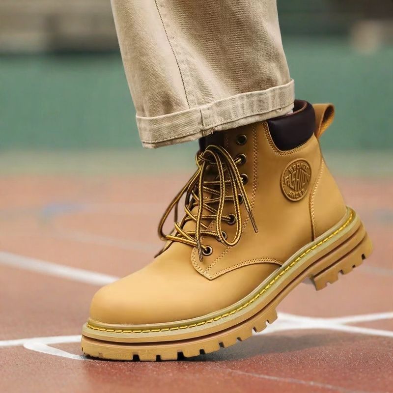 Winter Boots 2025 New Men's Martin Boots British Style Work Boots Yellow Leather Casual Boots Versatile Fashion Ankle Boots Free Shipping