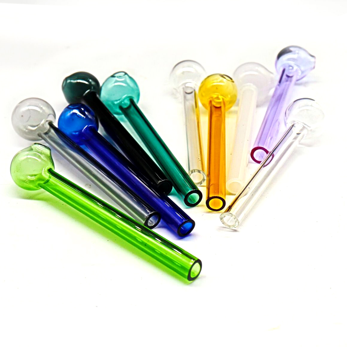 8cm 10cm 12cm Pyrex Glass Oil Burner Pipe With OD 2.2cm 2.5cm 3.0cm 3.5cm Bowl Tobacco Dry Herb Colorful Water Hand Pipes Smoking Accessories Glass Tubes