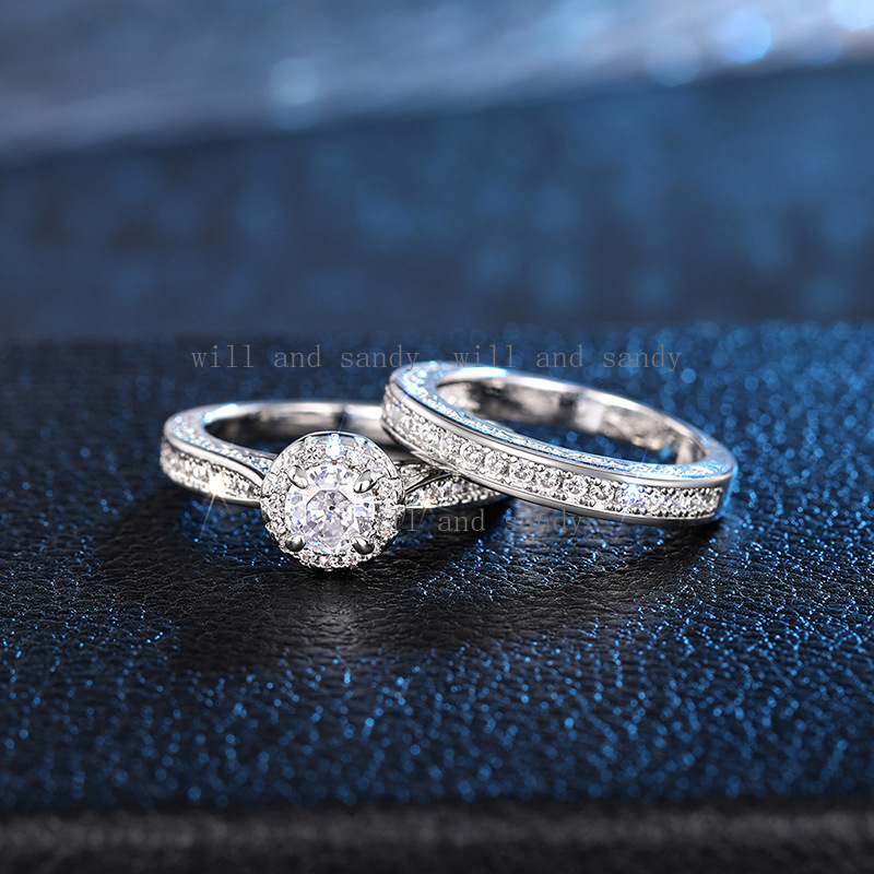 Vintage Bridal Set Ring for Women Sterling Silver Engagement Wedding Ring Cubic Zirconia Diamond Rings Promise Band CZ Fashion Jewelry Valentine Birht