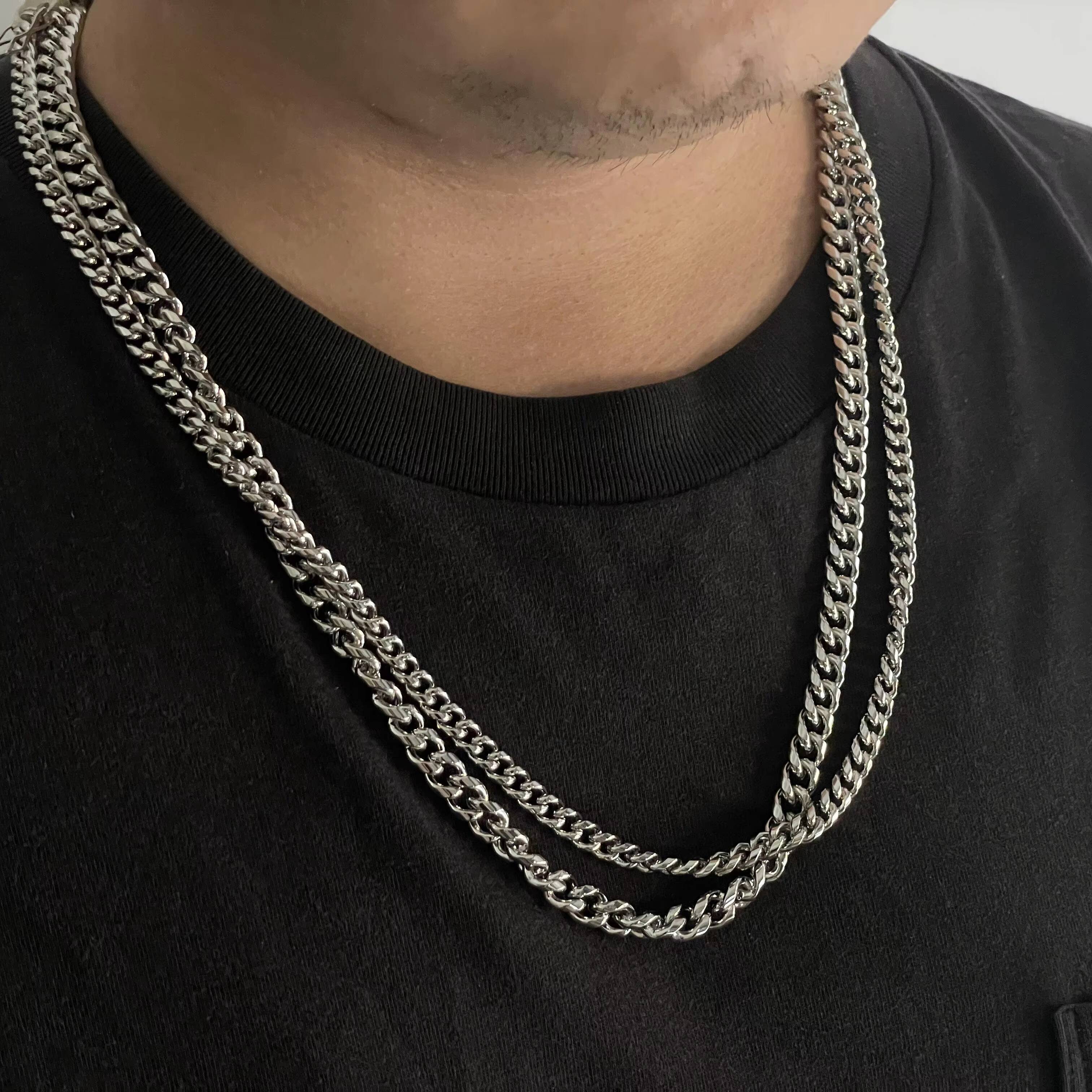 Miami Cuban Chain Necklace Hiphop Jewelry Gemstone Tarnish Free 925 Sterling Silver 6mm Cuban for Men Women Unisex Fine Jewelry
