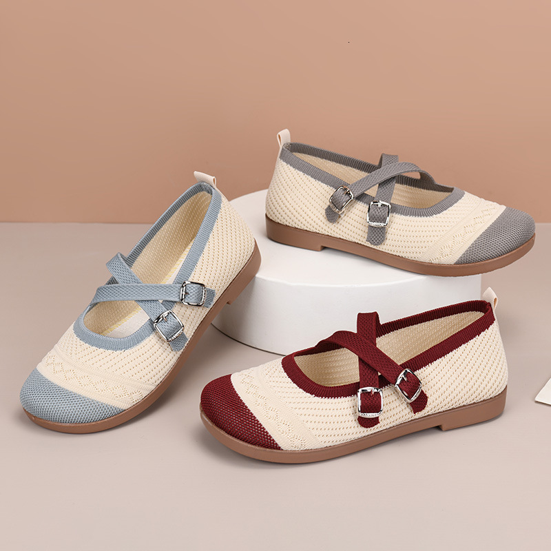 Summer New Mary Jane Comfortable Women's Shallow Mouth Elegant Single Shoes Woven Flat Low-top Buckle