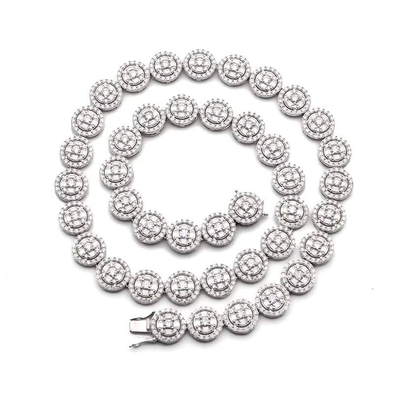 Decent Design 13mm Width 925 Sterling Silver Iced Out Moissanite Hip Hop Iced Out Tennis Link Chain