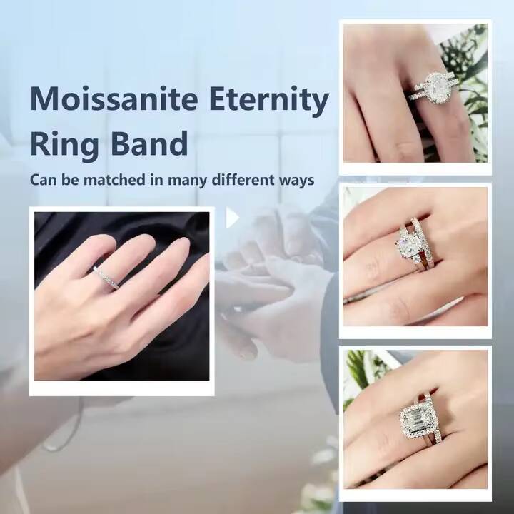 Tianyu Gems Moissanite Pinky Ring Silver Jewelry Men Half Eternity 925 Sterling 18k Gold Plated VVS Moissanite Women Ring