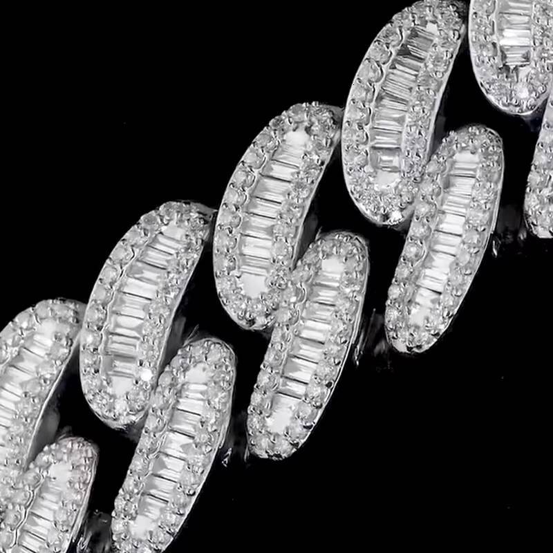 Hip Hop Jewelry Pop Special Design Bus Down 18mm ReMoissaniteangular Moissanite Diamond Cuban Link Men Necklace