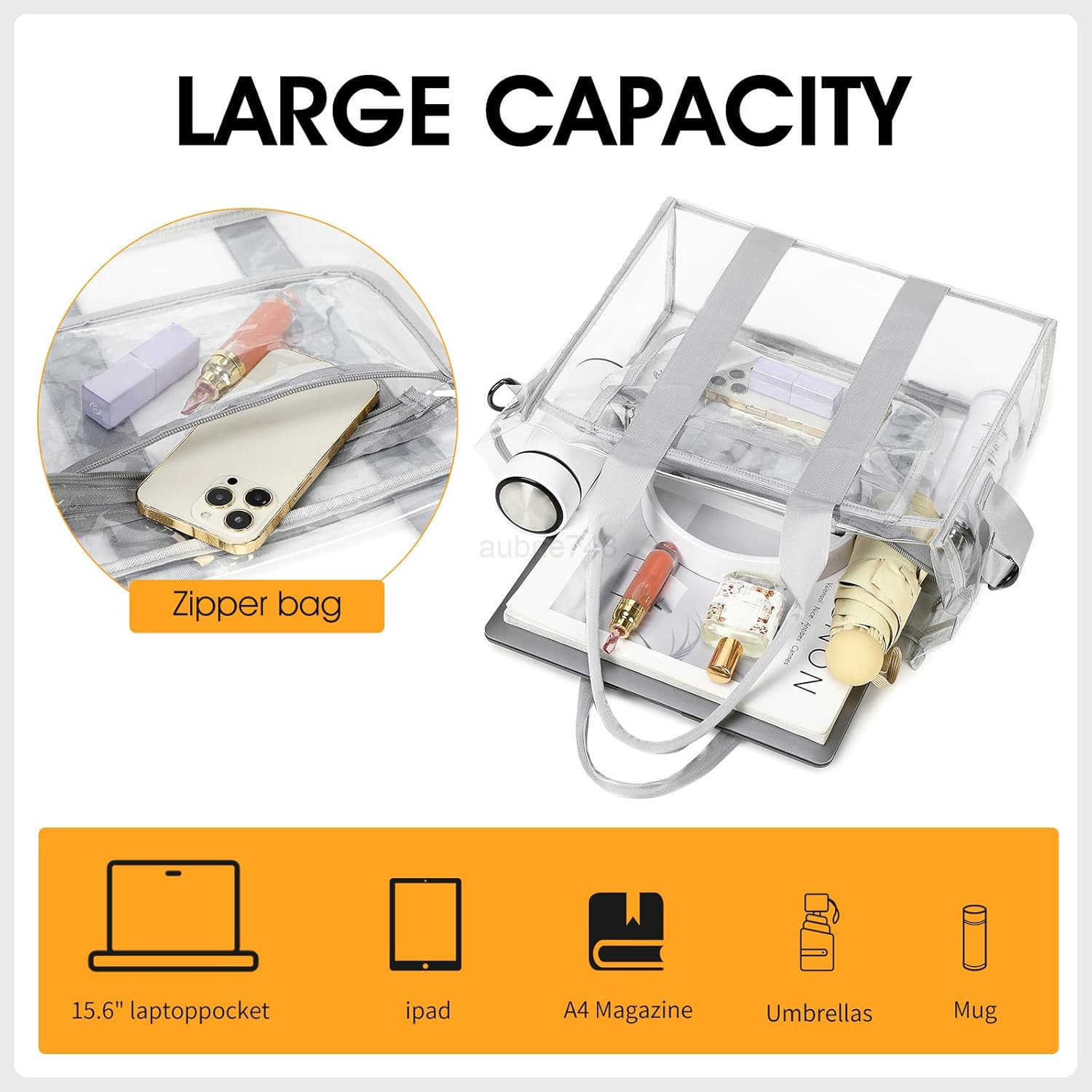 Clear Bags for Women Tote Bag Crossbody Bag Stadium Approved Clear Purse for Sports Events Concert Work BeachZ250920