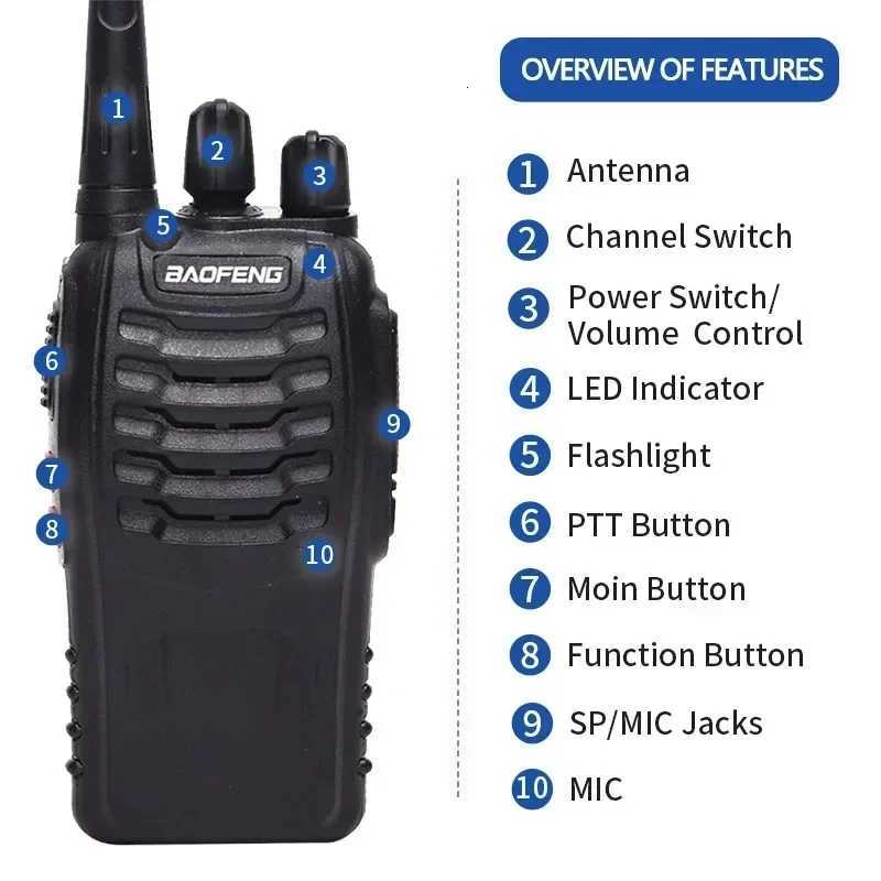 24PCS Baofeng BF888S 12W Walkie Talkie Dual Band Portable Long Range Standby UHF 400470MHz USB Ham Two Way Ra for Hunting Y250920