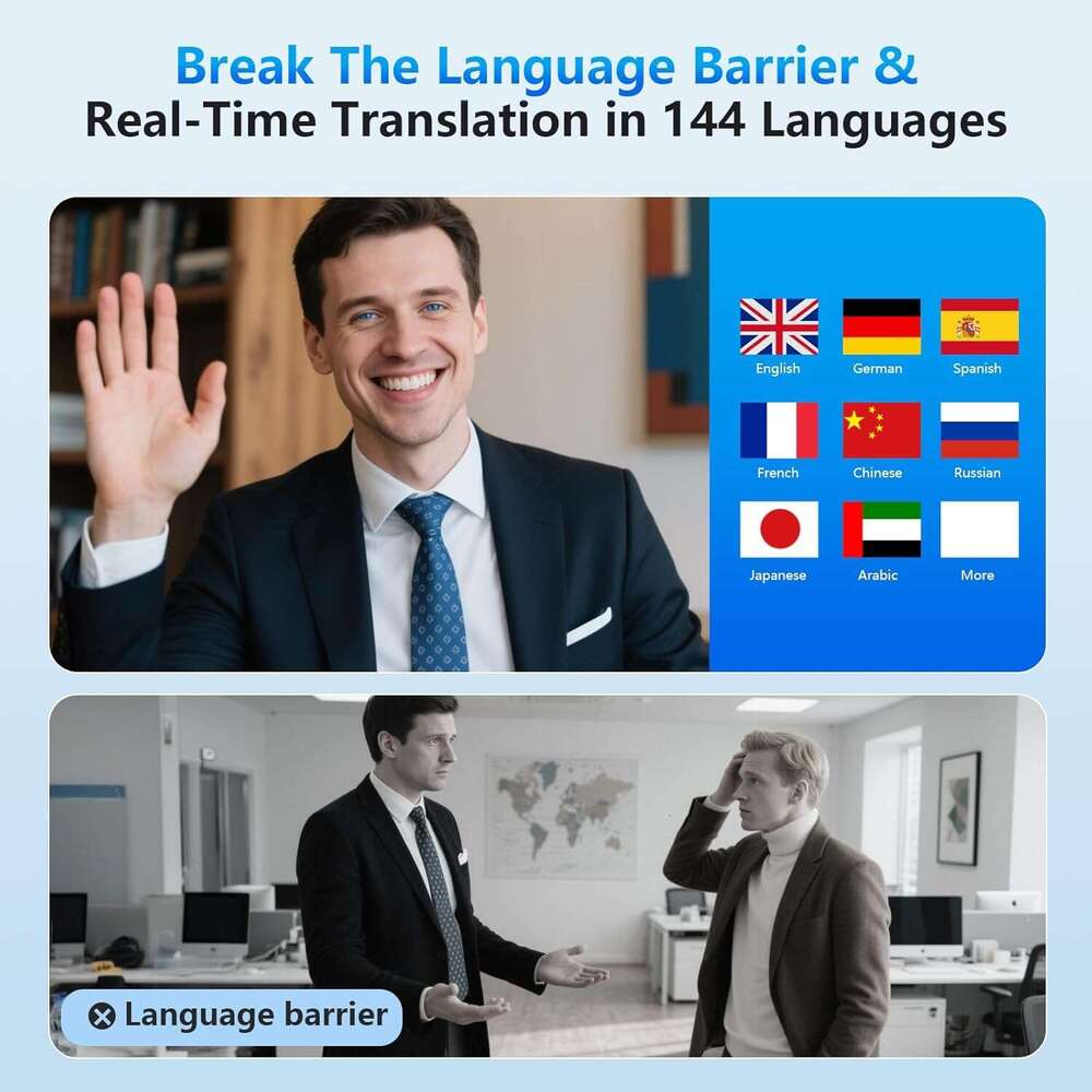 Translation Earbuds Real Time - AI 144 Language Translator Earbuds, Audifonos Traductores Ingls Espaol, 3-in-1 Translating Device, Translate Ear Buds 