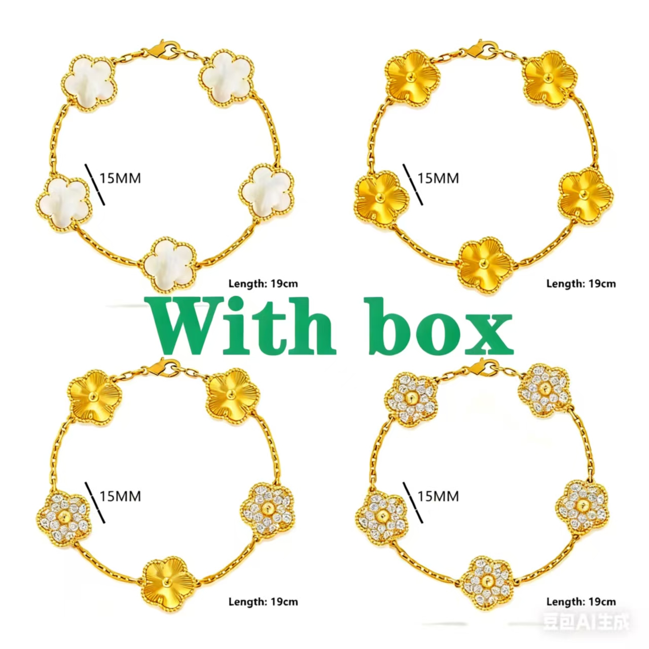 High quality designer jewelry bracelet clover bracelet 15mm Pattern design New colors 18K Gold Plated designer bracelet women designer bracelet armband bangle