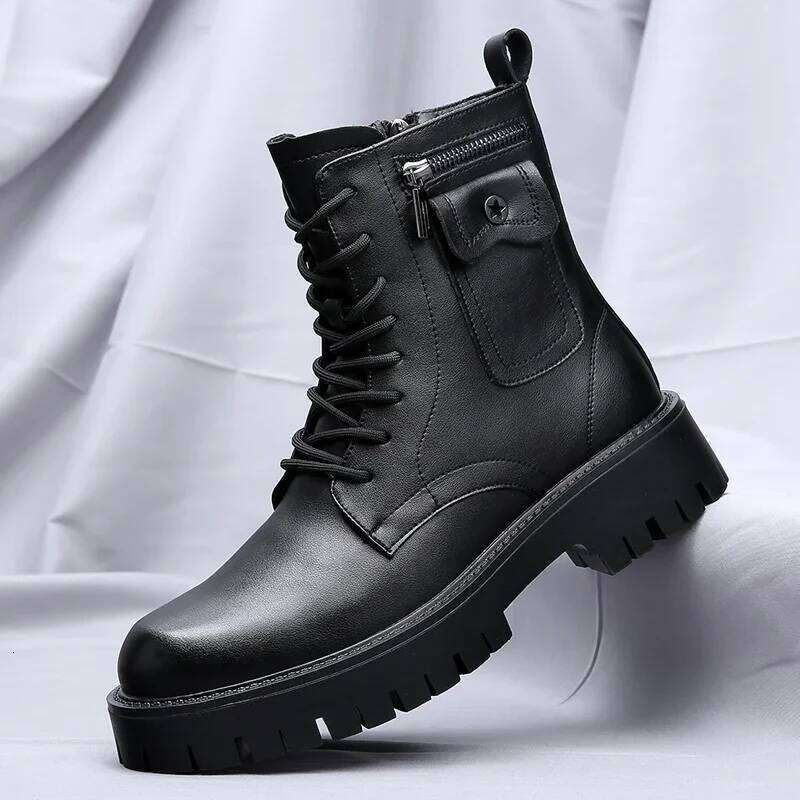 Men's English Style Thick Sole Design Men End Top Layer Leather Brand Famous High Quality Casual Boots