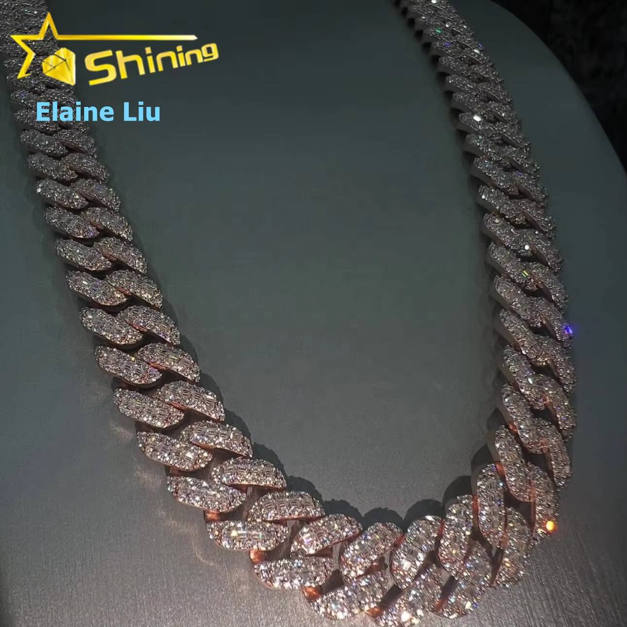 Fine Jewelry High Quality Hip Hop Iced Out Customized Trend Diamond 18MM 925 Sterling Silver Moissanite Miami Cuban Link Chain Necklace