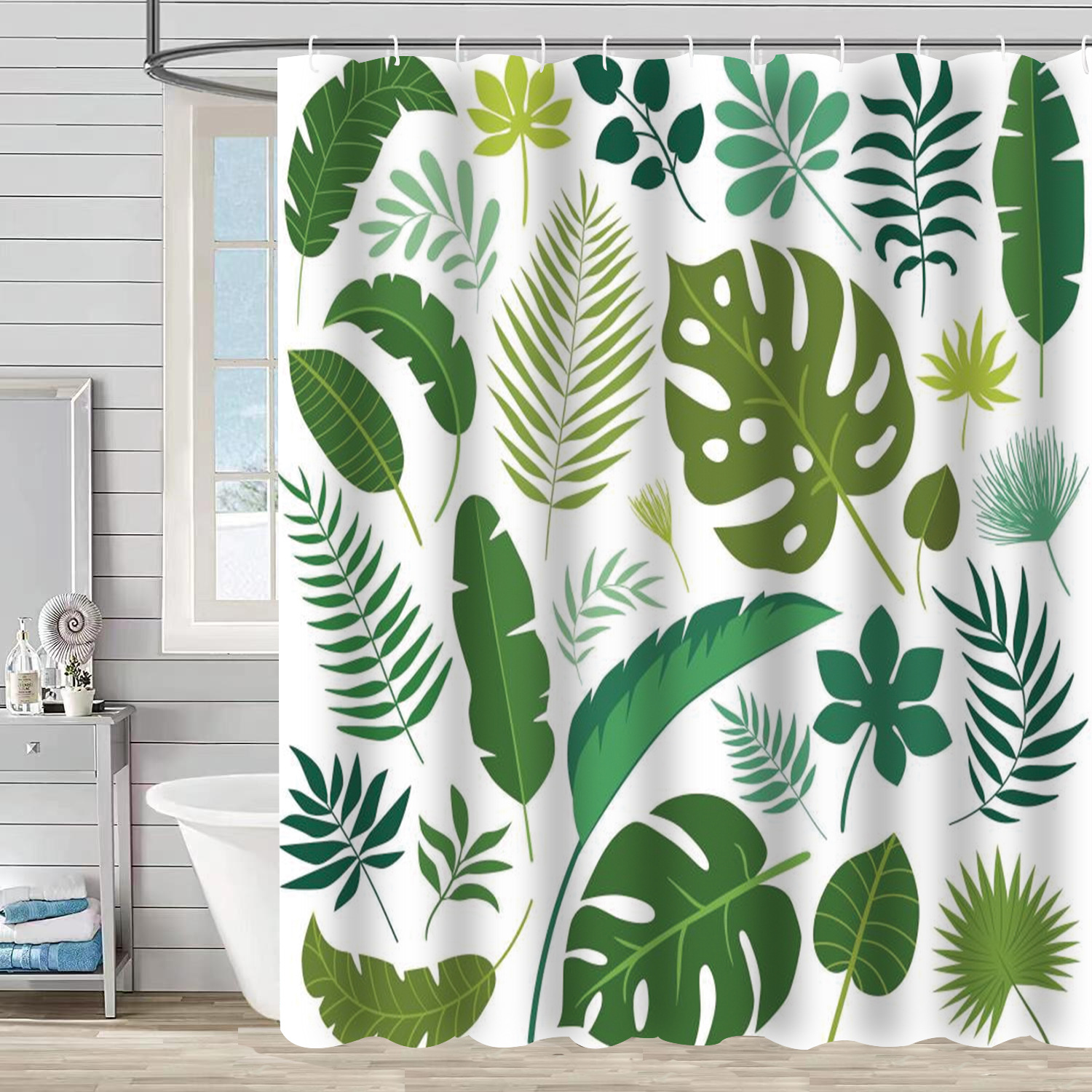 YL-37292 Hot Sale Plant Flower Plant Shower Curtain Set Printed Polyester Waterproof Shower Curtain Four-piece Set Bathroom Curtain