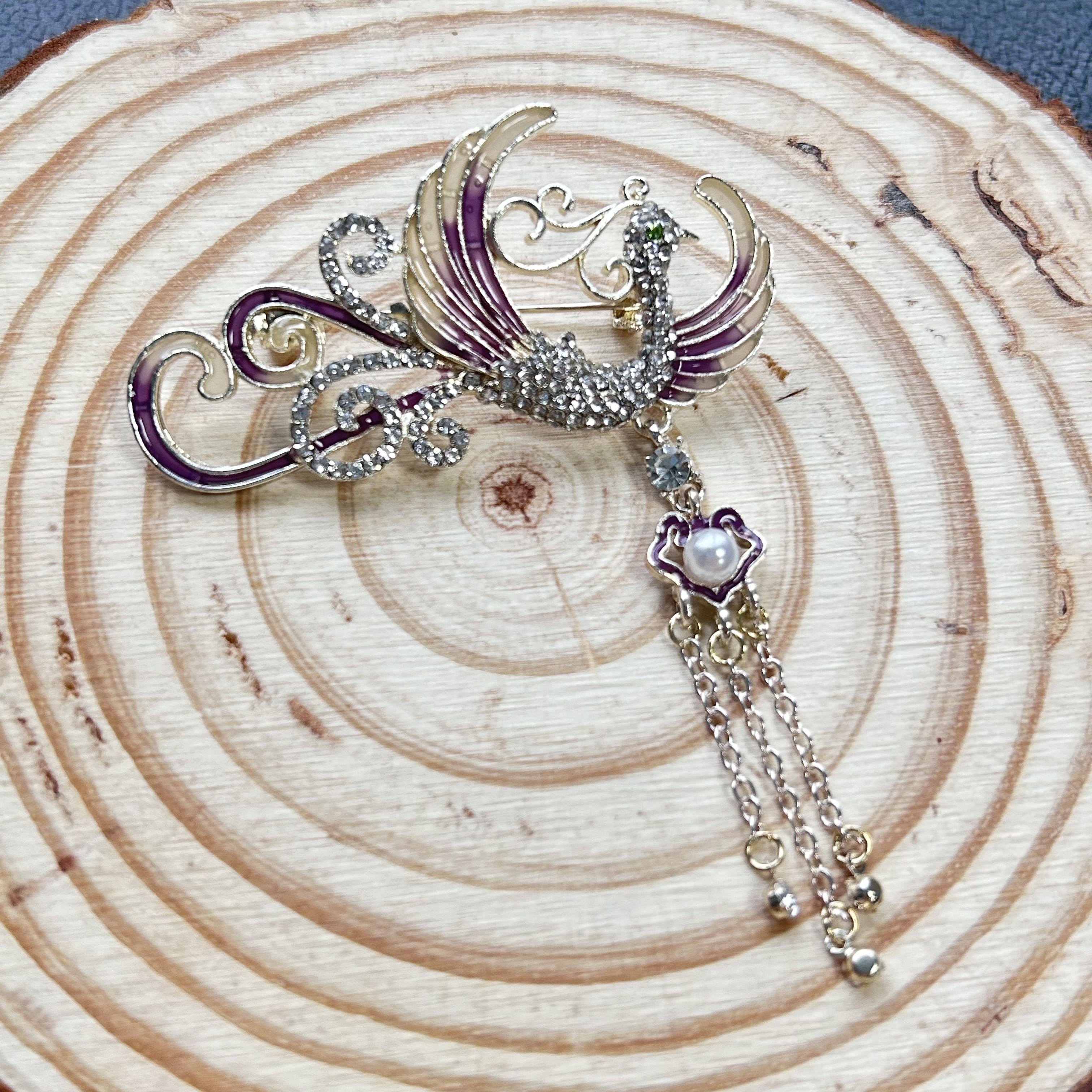 Trendy Rhinestone Exquisite A colorful phoenix holds a pearl Chinese Style Brooches for Women Luxury Designer Jewelry Niche High-end Brooch Accessorie