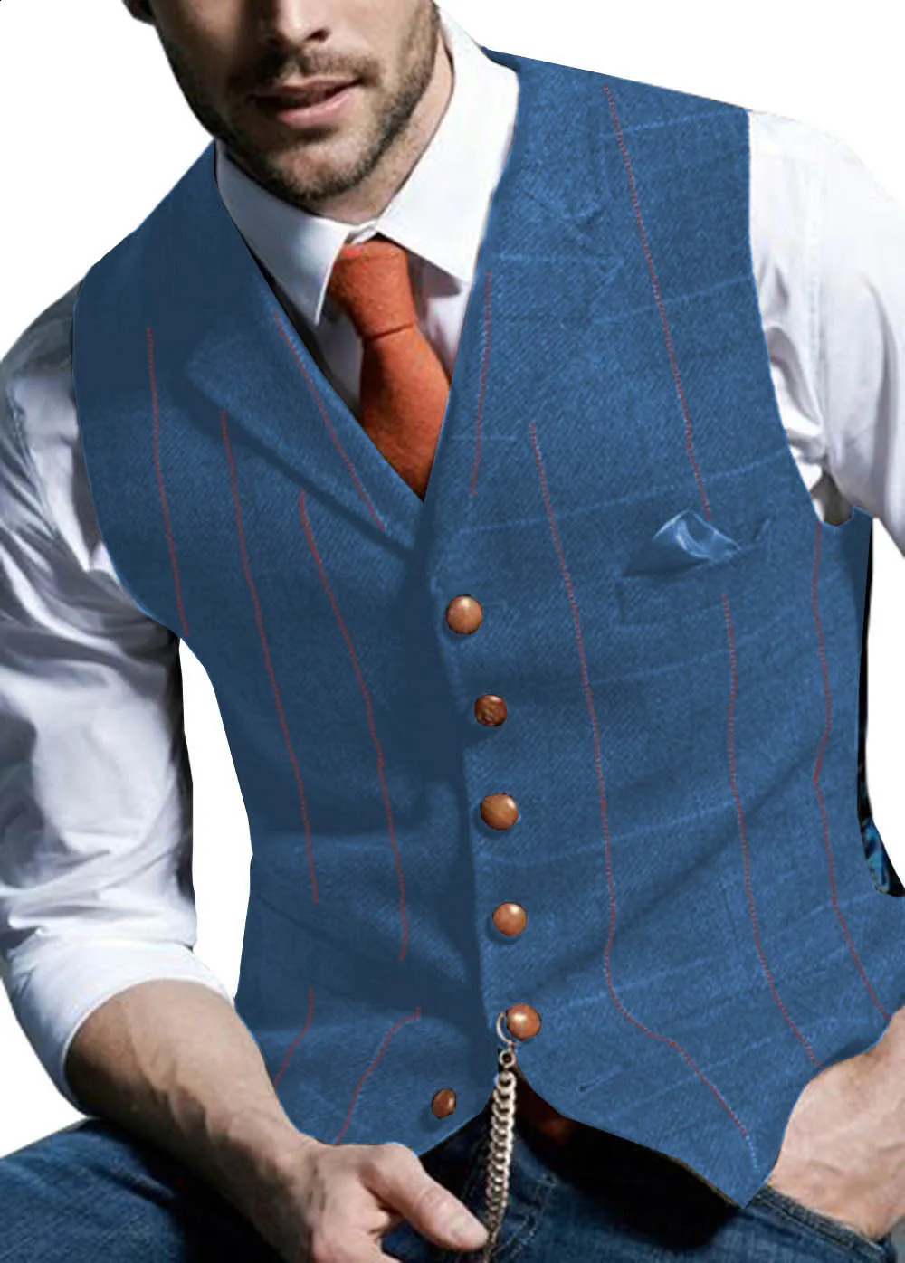 Mens Vests Tweed Suit Business Clothing for Men Striped Waistcoat Punk Vest Groomman Wedding Brwon Black Grey Jacket Bleazer 250920