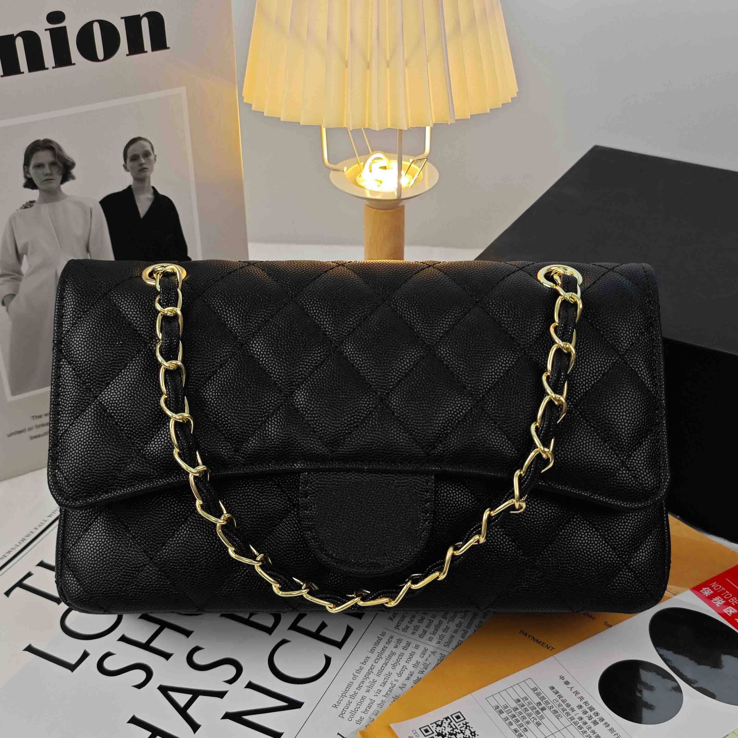 Designer Bag Shoulder Bag Caviar Designer Handbag with Box Luxury Bag Fashion Bag Evening Bag Metallic Leather Chain Square Lattice Sheepskin Wallet Classic 10A 01