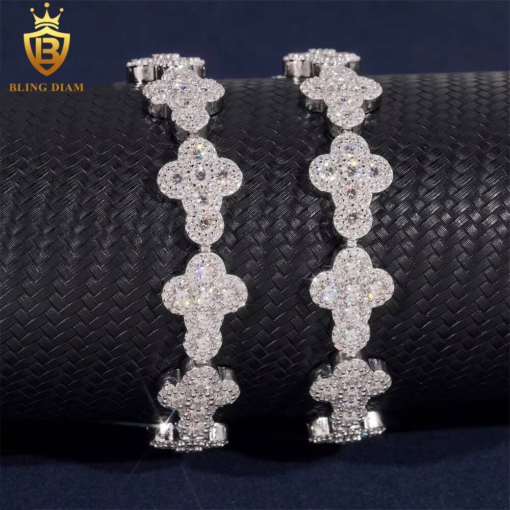 Wholesale Price 13mm Brass Moissanite Cuban Link Chian Iced Out Hip Hop Style Jewelry Chain for MenWomen Moissanite Link Chain in Stock