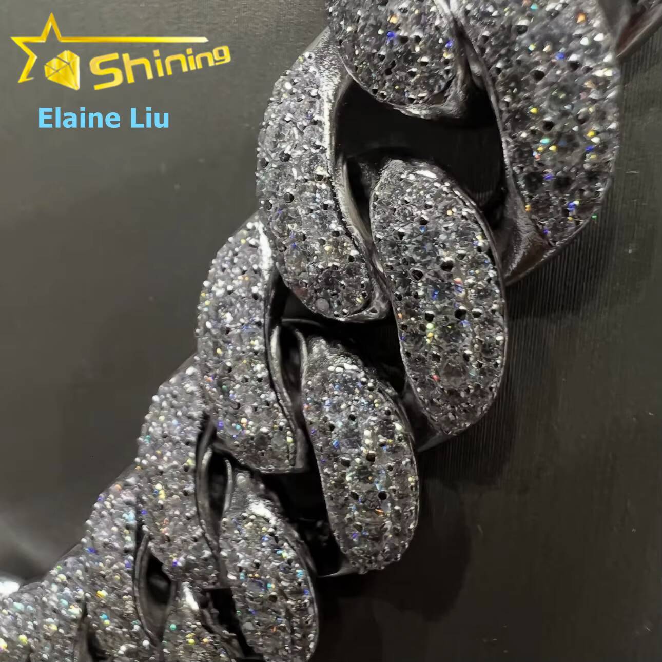 Fine Jewelry High Quality Hip Hop Iced Out Customized Trend Diamond 18MM 925 Sterling Silver Moissanite Miami Cuban Link Chain Necklace