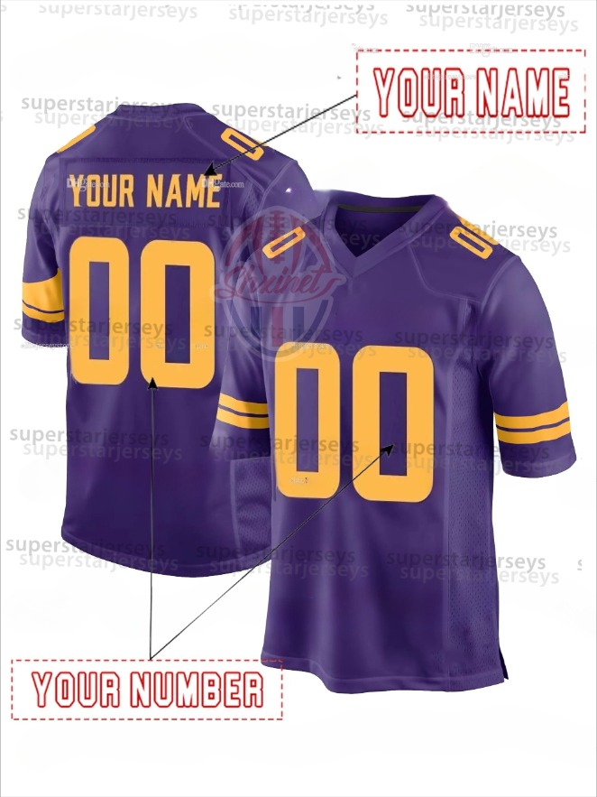 Factory Outlet Custom Football Jersey Jefferson McCarthy Moss Addison Hockenson Smith Men Women Youth Embroidered Design Polyester