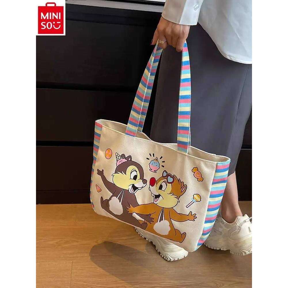 Designer Luxury MINISO Carton Chichitti Fashion Canvas Printed Cute Shoulder Women S Large Capacity Multi Functional Storage Tote Bag