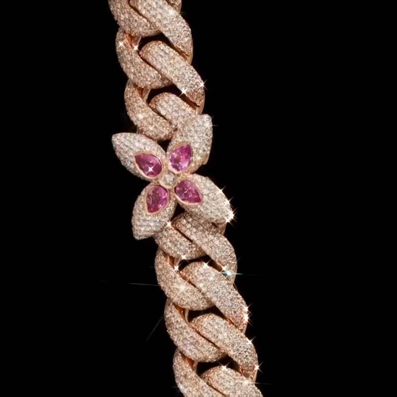 Customized Trend Cuban Chain Iced Out Silver Iced Out 5rows 6rows VVS Moissanite Diamond Chain Link for Men Women Hiphop Jewelry