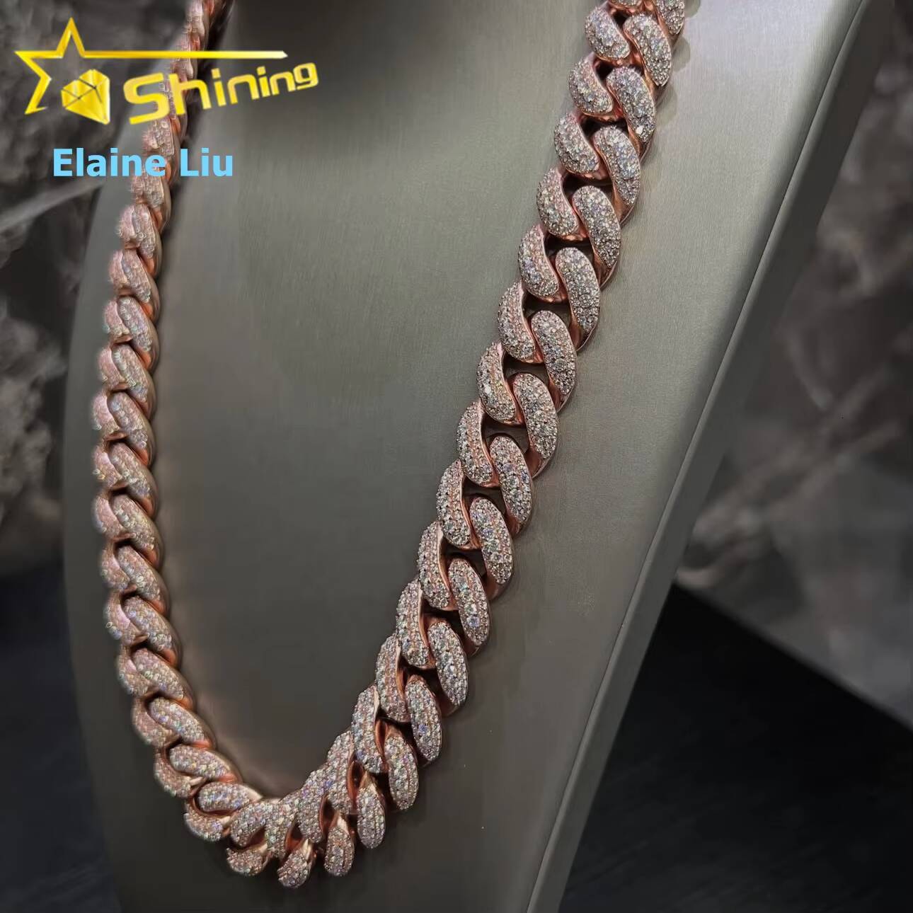 Fine Jewelry High Quality Hip Hop Iced Out Customized Trend Diamond 18MM 925 Sterling Silver Moissanite Miami Cuban Link Chain Necklace