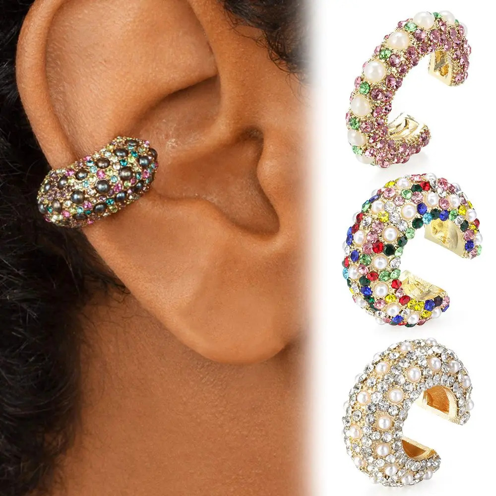 1Pcs CZ Cuff Earrings for Women Small C Shape Ear Cuff Colorful Rhinestone Clip Earrings Crystal Earcuff Without Piercing 250920