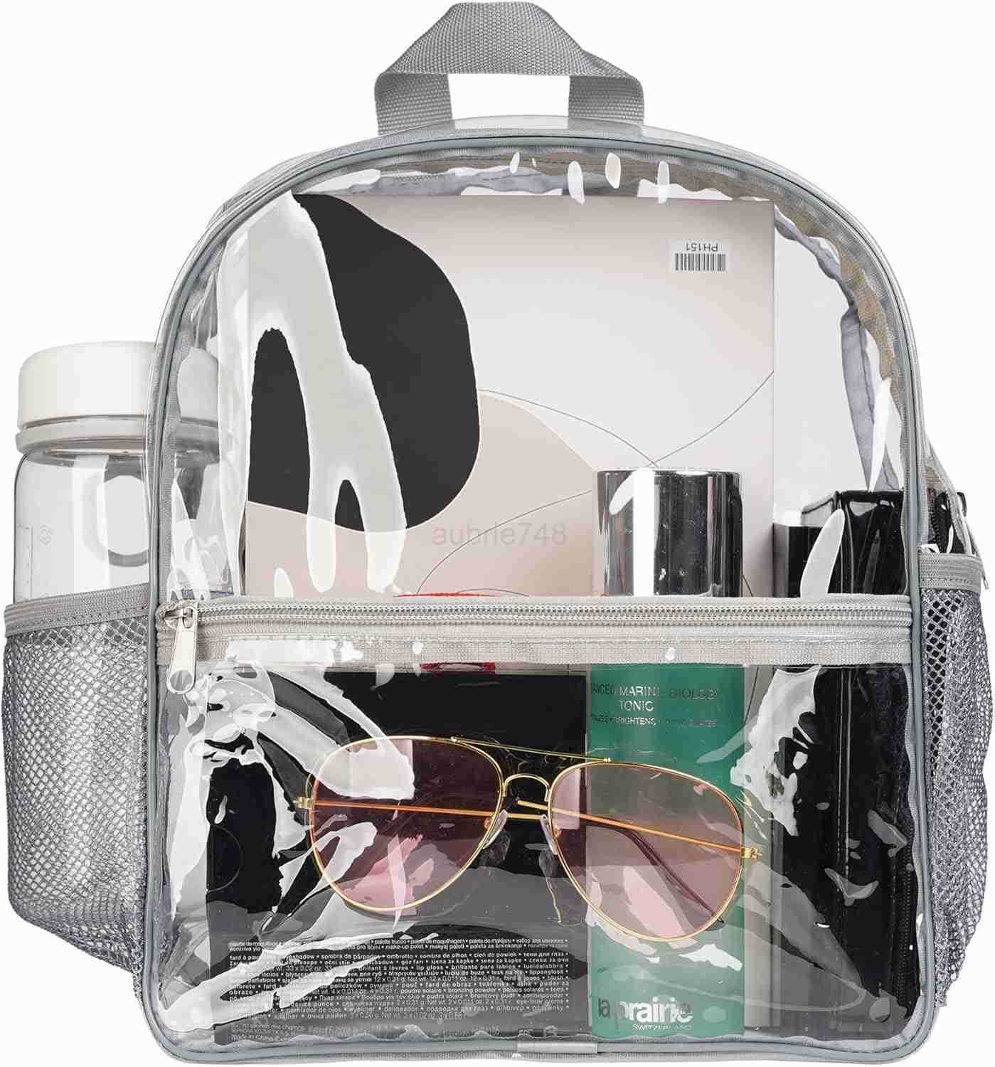 Clear Backpack for Stadium Events 12x6x12 bag clear bag for stadium events for Sport Concerts Festival GreyZ250920