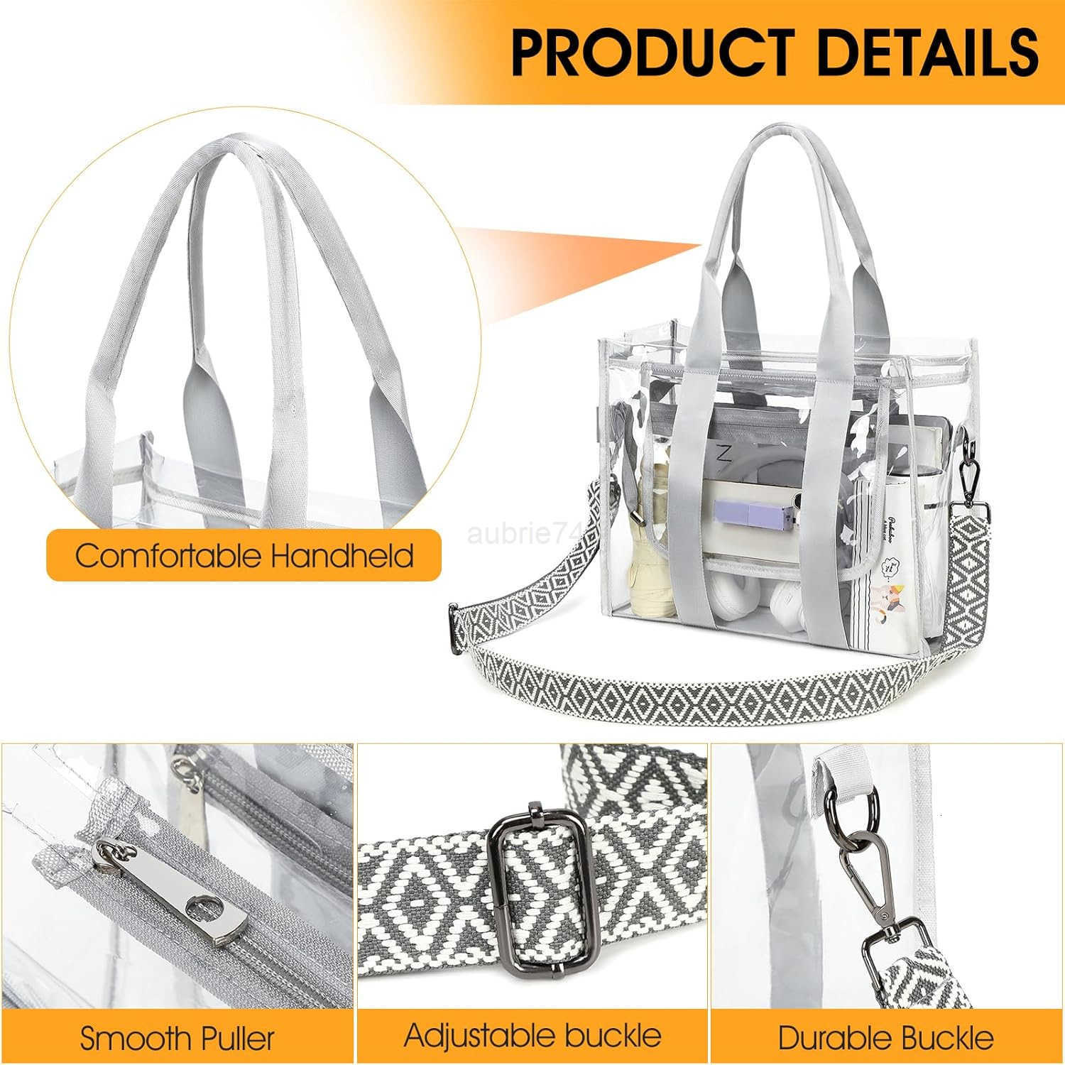 Clear Bags for Women Tote Bag Crossbody Bag Stadium Approved Clear Purse for Sports Events Concert Work BeachZ250920