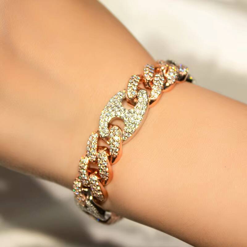 Hiphop Two Tone S925 Sterling Silver Infinity Star Evil Eyes Charms VVS D Color Moissanite Diamond Cuban Link Chain